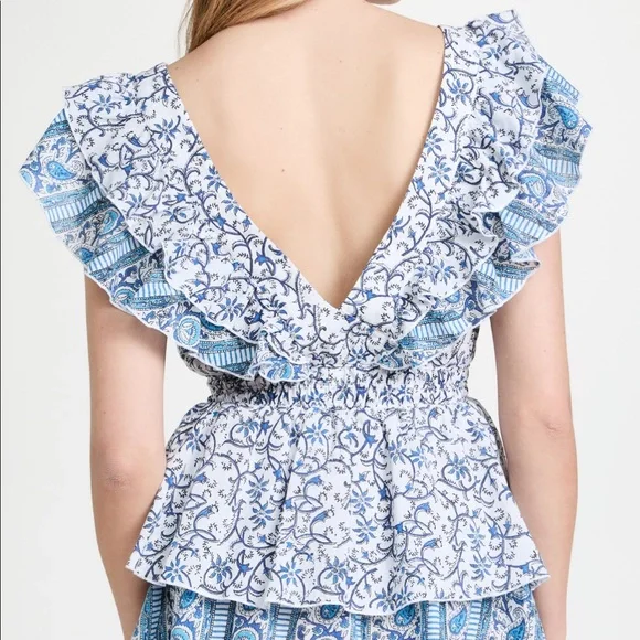 Blue Floral Mini Dress - Picture 3 of 4